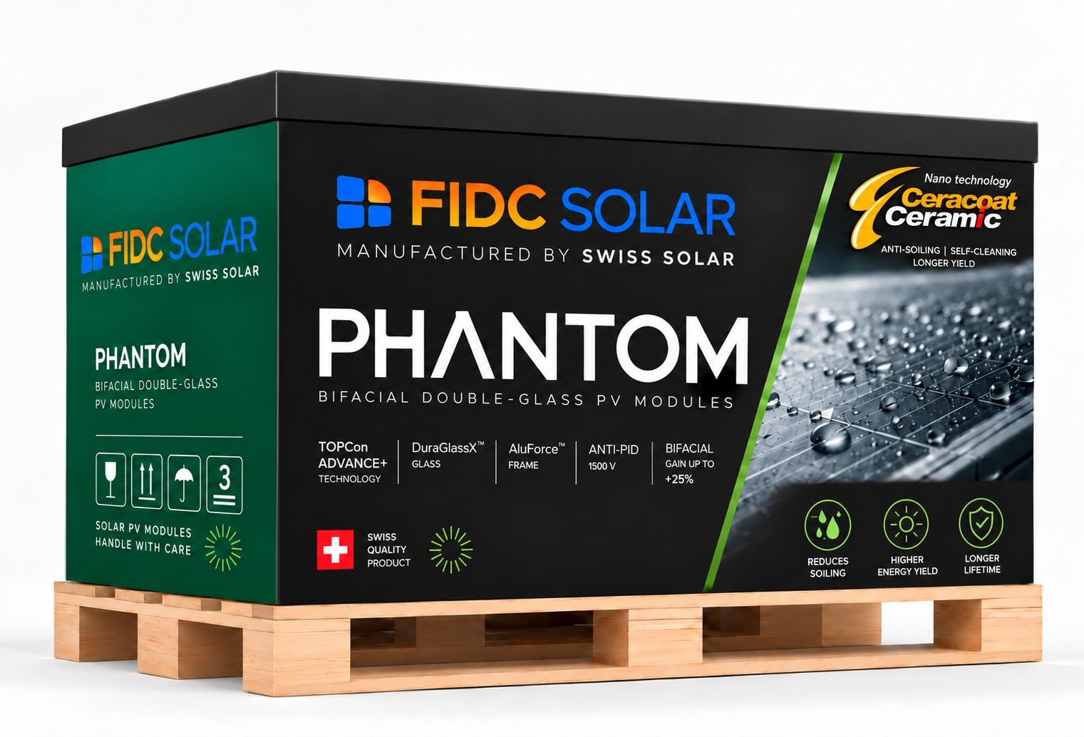 Planned FIDC Solar PHANTOM module shipment packaging for the Swiss Solar project